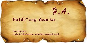 Holéczy Avarka névjegykártya